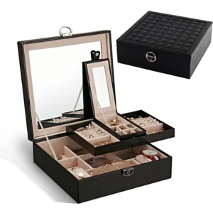 Schmuck Organizer Box Halter Doppellagig Display Aufbewahrungsbox Groß PU Leder - Bild 1 von 12