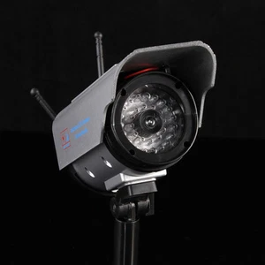 Solar Home Security Dummy Camera Detective Flashing Red Light Fake CCTV Bullet - Picture 1 of 4