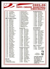 2005-06 Topps Chrome Checklist Rookie G4 Toronto Raptors #NNO
