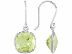 Pendientes de plata esterlina con cojín cuadrado amarillo citrino de 5,00 quilates respaldo anzuelo - Imagen 1 de 1