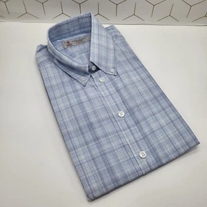 Turnbull & Asser Mens Shirt SIZE 16/41 Blue Check Button Cuff BNWT NEW   - Picture 1 of 5