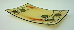 Vintage Signed Stained Glass Footed Tray Dish - Picture 1 of 12