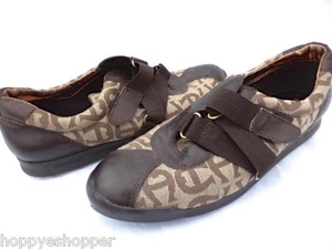 Etienne Aigner Giana Women 7.5 Shoes Flats Zigzag Straps Signature Print - Picture 1 of 5
