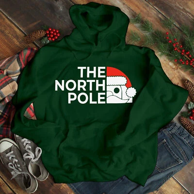 HOODIE (5226) The NORTH POLE Santa Claus Christmas Hoodie Xmas Lapland Gift - Image 1 of 2