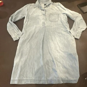 Gap Denim Long Sleeve Popover Button Shirt Dress Womens Size S Pocket Light FAST - Picture 1 of 7
