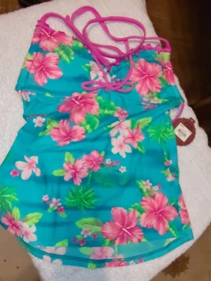 NWT XS SO Swimsuit Bathing Suit Separates -tOP ONLY Tankini Floral Tropical PINK - Image 1 of 4