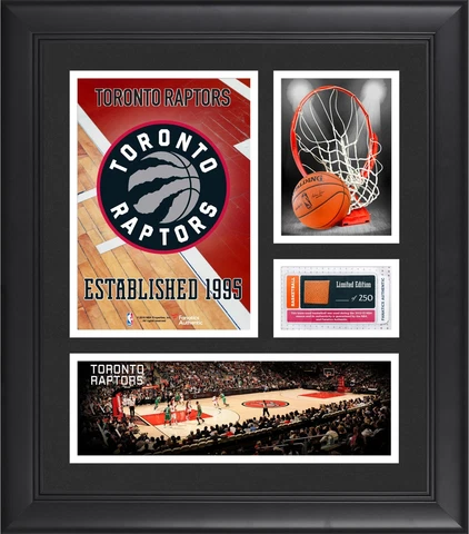 Toronto Raptors Framed 15x17 Logo Collage w/TeamUsed Basketball-LE250 Cover