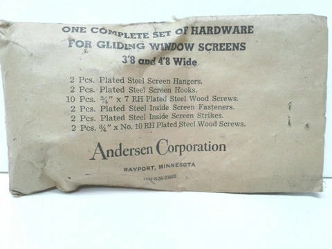 ANDERSEN Window Screen Hooks and Hangers NEW OLD STOCK Vintage Hardware Unopened Cover