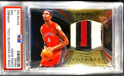 PSA 7 NM CHRIS BOSH 2008-09 UD EXQUISITE SSP #D /50 PATCH PRIME G1818 - Image 1 of 2