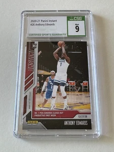 2020 Panini Instant #26 ANTHONY EDWARDS Rookie RC Week 1 NBA Debut SP Card CGC 9 - Picture 1 of 4