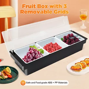 3 Tray Condiment Dispenser Compartment, Chilled Server Bar Fruit Caddy Food Box - Picture 1 of 13
