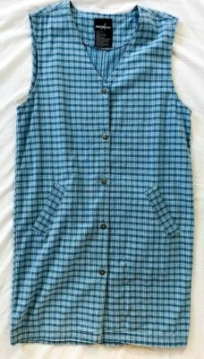 Vestido Mono Vintage Años 90 Positive Attitude Azul a Cuadros Denim Sin Mangas Talla 12 Foto 1 de 3
