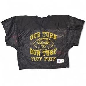 Vintage 1995 Russell Athletic Powder Puff “Seniors ‘95” cropped football jersey - Picture 1 of 3