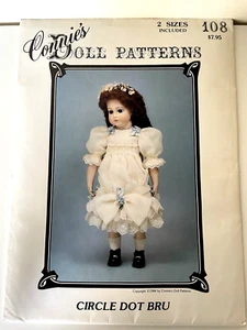 Connie's Doll Patterns #108 Circle Dot Bru 14" & 19 1/2" vestito bambina vintage 1986 - Foto 1 di 6