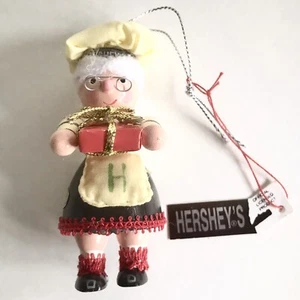 Vintage 1999 Kurt Adler Hershey Christmas Ornament Mrs Claus Grandmother Wood 3” - Picture 1 of 7