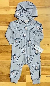 Carter’s Baby Girl Butterfly Hooded Romper Zip Up One Piece 9 Months - Picture 1 of 3