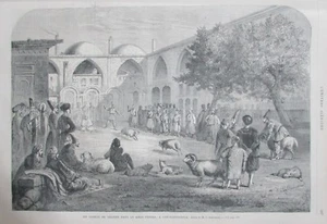 TURQUIE CONSTANTINOPLE COMBAT de BELIERS KHAN GRAVURE L UNIVERS ILLUSTRE de 1866 - Picture 1 of 2