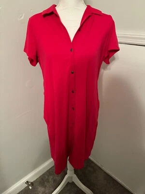 Nuevo Vestido Camisa Polo Jill Talla M/P Pima Algodón Modal Cinabrio Bolsillos Súper Suave Foto 1 de 4