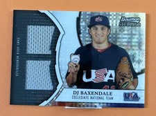 DJ BAXENDALE 2011 BOWMAN STERLING USA BASEBALL RELICS JERSEY XDR-DB #’d /199