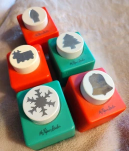 5 CHRISTMAS PAPER PUNCHES: TREE, BULB, BELL, SNOWFLAKE & COW, THE PAPER STUDIO - Picture 1 of 12