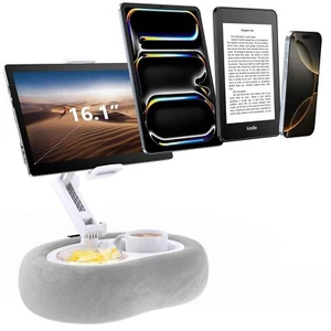 Tablet & E-Reader Stand with Soft Plush Pillow and 2 Detachable Trays Adjusta... - Photo 1/7
