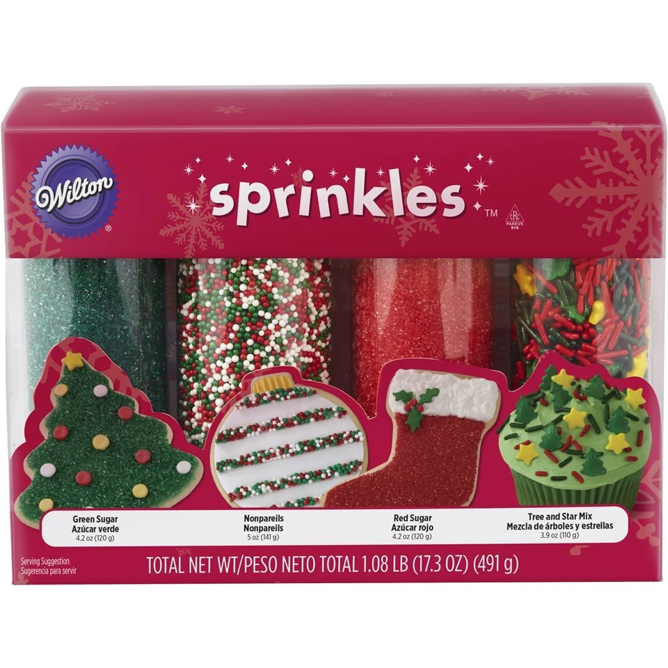 Christmas Sprinkles 4 Count Red Green Glitter for Holiday Treats 1.08 lb - Image 1 of 4