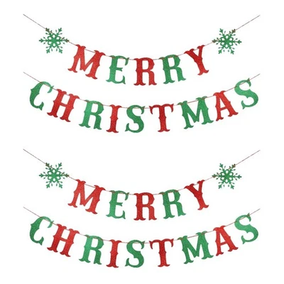  2 stücke Weihnachtsdekoration Liefert Bunting Anhänger Flagge Hängen Girlande - Bild 1 von 4
