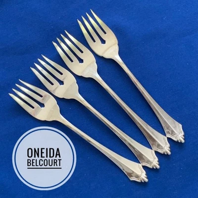 Oneida Community Cube Stainless Steel  pattern Belcourt Salad Forks Lot of 4 - Image 1 of 4
