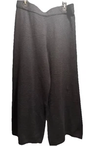TREASURE BOND Women Pant Black Cotton/Wool Knit Pull On Wide Leg Lounger Size L - Picture 1 of 5