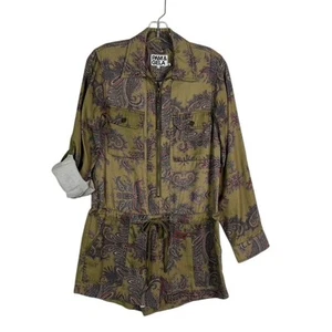 Pam & Gela X19 Patch Pocket Romper Paisley Army Green Womens P - Picture 1 of 13