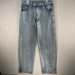 HALIFAX DENIM Herren Jeans 36W 34L Blau Waschung Straight Leg Baumwolle Skater Y2K Baggy - Bild 1 von 12