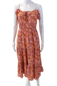 J Crew Womens Spaghetti Strap V Neck Floral Shift Dress Orange Size Extra Small - Picture 1 of 5