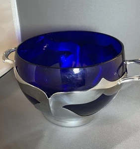 Farber Bros 30er Jahre kleiner Eiskübel/Schale kobaltblau mit Chrom - Bild 1 von 6
