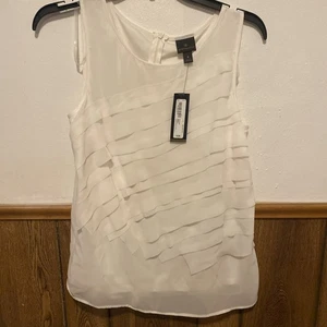 Worthington size small women’s sheer Ruffled white tank top - Picture 1 of 6