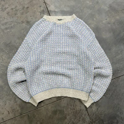 Vintage Izod Loose Knit Pink Multicolor Men's Large Sweater 90s Linen Boxy  - Image 1 of 4