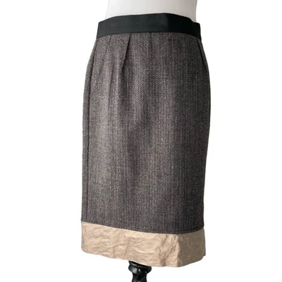 Wool Pencil Skirt BCBGMAXAZRIA NWT Size 4 Zipper Back Grey Black Dark Academia - Image 1 of 4