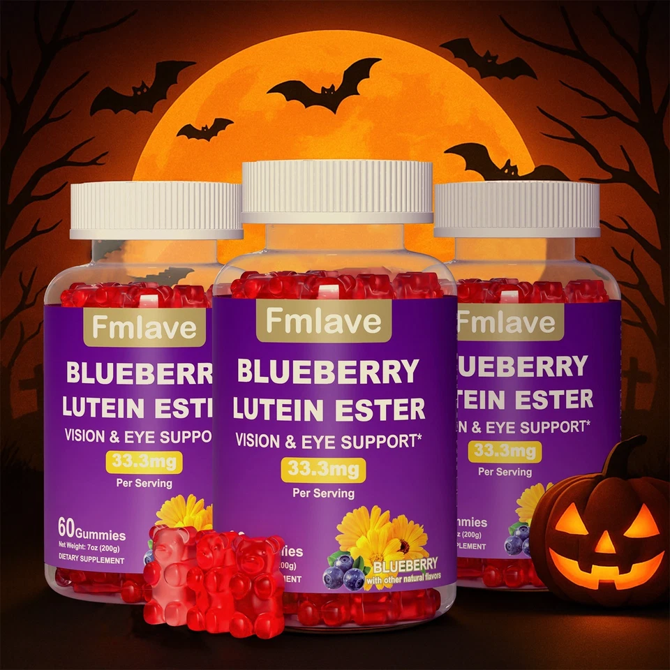 Paquete de 3 gomitas de apoyo para la visión y los ojos, suplemento de éster de luteína arándano para ojos Foto 1 de 4