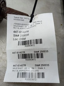04-09 TOYOTA PRIUS FRONT PASSENGER RIGHT AXLE SHAFT - Picture 1 of 12