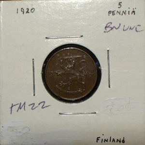 Finland 1920 5 Pennia Copper Coin - Picture 1 of 2
