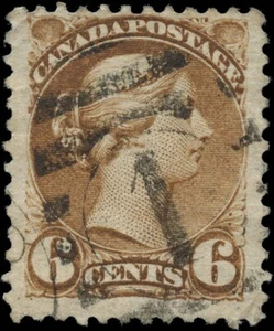 Used Canada F 6c Scott #39 NUMERAL 1 CANCEL 1872 Small Queen Issue Stamp - Bild 1 von 2