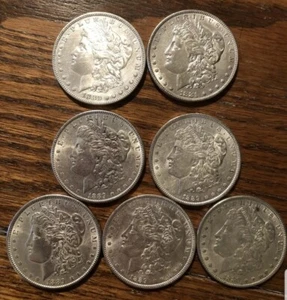 5-1889 P 1- 1880 P 1-1881 P Morgan Silver Dollars 90% Silver As Pictured Unc - Picture 1 of 2