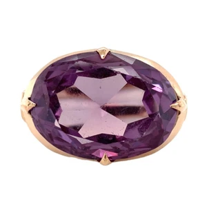 14k Rose Gold Ring with a Color Changing Synthetic Lab-Created Stone (#J7222) - Picture 1 of 10