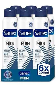 6x 200ml Sanex Men Active Control 48hr Anti-Perspirant Deodorant Spray FREE POST - Picture 1 of 7