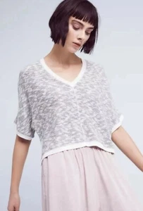 Anthropologie Saturday Sunday Theo Sweater Womens Size L Gray Cropped - Picture 1 of 7