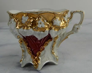 Vintage Embossed and Handpainted Demitasse Cup Gold With Pink Made in Germany - Picture 1 of 6