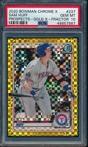 PSA 10 SAM HUFF 2020 Bowman Chrome X GOLD REFRACTOR X-Fractor #/3 RC GEM MINT