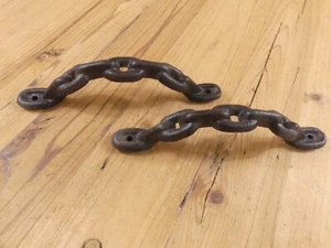 2 grandi CATENA in ghisa stile antico maniglia fienile, tirante per cancello, maniglie per porta capannone - Foto 1 di 9