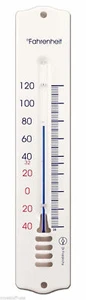 French Enamel Style Analog Wall Thermometer 8 inch White Fahrenheit Scale - Picture 1 of 1