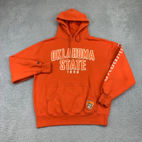 Oklahoma State Cowboys Sweatshirt Orange Large Fleece Spellout NCAA OSU Football Cover