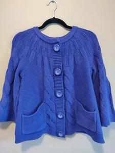 Jones New York Sport women's S sweater PURPLE crew neck button up 3/4 sleeves - Picture 1 of 9
